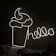 Hello With Ice Cream White Neon Sign
