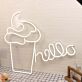 Hello With Ice Cream White Neon Sign