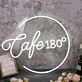 Cafe 180 Custom White Neon Sign