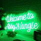 Welcome to Abbys Jungle Green Neon Sign
