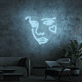 Gesicht mit Herzsymbol LED-Neonschild für Wohnzimmer Kunstdekor