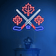 Ahornblatt und gekreuzte Eishockeyschläger LED-Neonschild Sportbar Freizeitraum