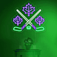 Ahornblatt und gekreuzte Eishockeyschläger LED-Neonschild Sportbar Freizeitraum