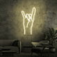 Hand mit Rockgeste LED-Neonschild für Wohnzimmer Musikraum