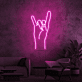 Hand mit Rockgeste LED-Neonschild für Wohnzimmer Musikraum