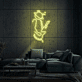 Gitarrist mit Planetenkopf als LED-Neonschild