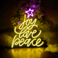 joy love peace LED-Neonschild für Weihnachten und Wohnzimmer