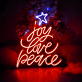 joy love peace LED-Neonschild für Weihnachten und Wohnzimmer