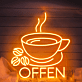 Kaffeetasse mit Kaffeebohnen LED Neonschild für Café und Restaurant