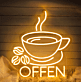 Kaffeetasse mit Kaffeebohnen LED Neonschild für Café und Restaurant