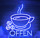 Kaffeetasse mit Kaffeebohnen LED Neonschild für Café und Restaurant