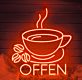 Kaffeetasse mit Kaffeebohnen LED Neonschild für Café und Restaurant