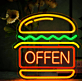 Burger LED Neonschild für Restaurant und Imbiss