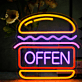 Burger LED Neonschild für Restaurant und Imbiss