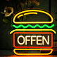 Burger LED Neonschild für Restaurant und Imbiss