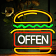 Burger LED Neonschild für Restaurant und Imbiss