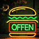 Burger LED Neonschild für Restaurant und Imbiss