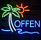 OFFEN LED-Neonschild mit Palme für Geschäfte und Cafés