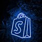 Einkaufstasche mit Buchstabe S LED-Neonschild für Laden oder Schaufenster
