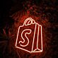 Einkaufstasche mit Buchstabe S LED-Neonschild für Laden oder Schaufenster