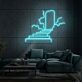 Treppe zu einer Tür mit Wolken LED-Neonschild Wohnzimmer Lounge