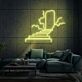 Treppe zu einer Tür mit Wolken LED-Neonschild Wohnzimmer Lounge