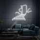 Treppe zu einer Tür mit Wolken LED-Neonschild Wohnzimmer Lounge