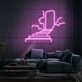 Treppe zu einer Tür mit Wolken LED-Neonschild Wohnzimmer Lounge