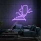 Treppe zu einer Tür mit Wolken LED-Neonschild Wohnzimmer Lounge