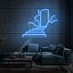 Treppe zu einer Tür mit Wolken LED-Neonschild Wohnzimmer Lounge