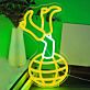 Beine mit Stiefeln auf Kugel LED-Neonschild für Party und Bar