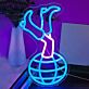 Beine auf Globus LED-Neonschild Wohnzimmer Studio