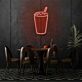 Getränkebecher mit Strohhalm LED-Neonschild für Café Bar