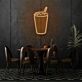 Getränkebecher mit Strohhalm LED-Neonschild für Café Bar