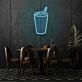 Getränkebecher mit Strohhalm LED-Neonschild für Café Bar