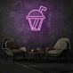 Getränkebecher mit Trinkhalm LED-Neonschild für Café oder Wohnzimmer