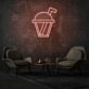 Getränkebecher mit Trinkhalm LED-Neonschild für Café oder Wohnzimmer