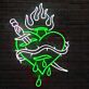 Neon Herz mit Dolch und Flammen LED Neonschild