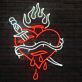 Neon Herz mit Dolch und Flammen LED Neonschild
