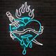 Neon Herz mit Dolch und Flammen LED Neonschild