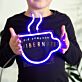 Kaffeetasse Neon LED Wandlicht