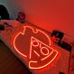 Pizzastück mit Flamme LED-Neonschild für Restaurant Bar