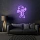 Cartoonfigur mit Peace-Zeichen LED-Neonschild für Wohnzimmer oder Gamingzimmer