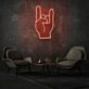 Hand mit Rockgeste LED-Neonschild Wohnzimmer Musikraum