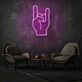 Hand mit Rockgeste LED-Neonschild Wohnzimmer Musikraum
