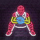 Baseball-Catcher als LED-Neonschild