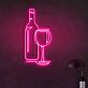 Weinflasche und Weinglas LED-Neonschild für Bar und Wohnzimmer