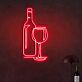 Weinflasche und Weinglas LED-Neonschild für Bar und Wohnzimmer