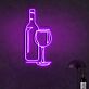 Weinflasche und Weinglas LED-Neonschild für Bar und Wohnzimmer