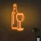 Weinflasche und Weinglas LED-Neonschild für Bar und Wohnzimmer